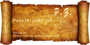 Petrik Zoárd névjegykártya